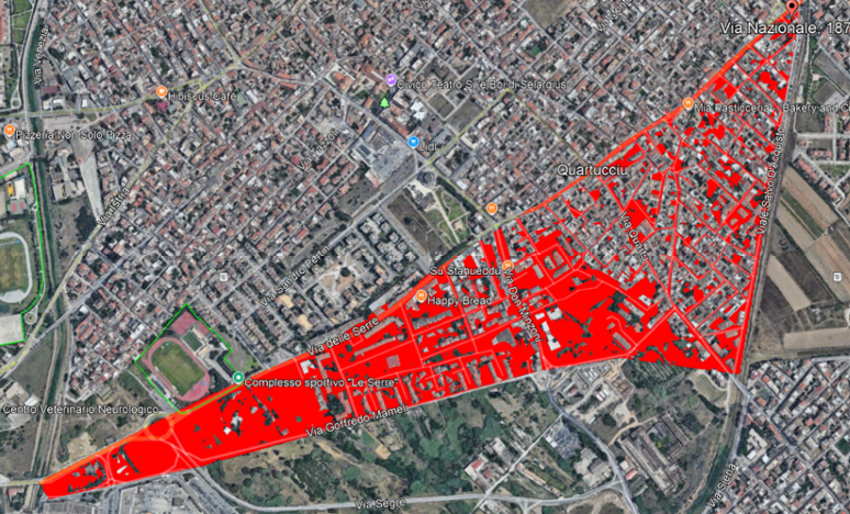 Immagine: mappa interruzioni quartucciu