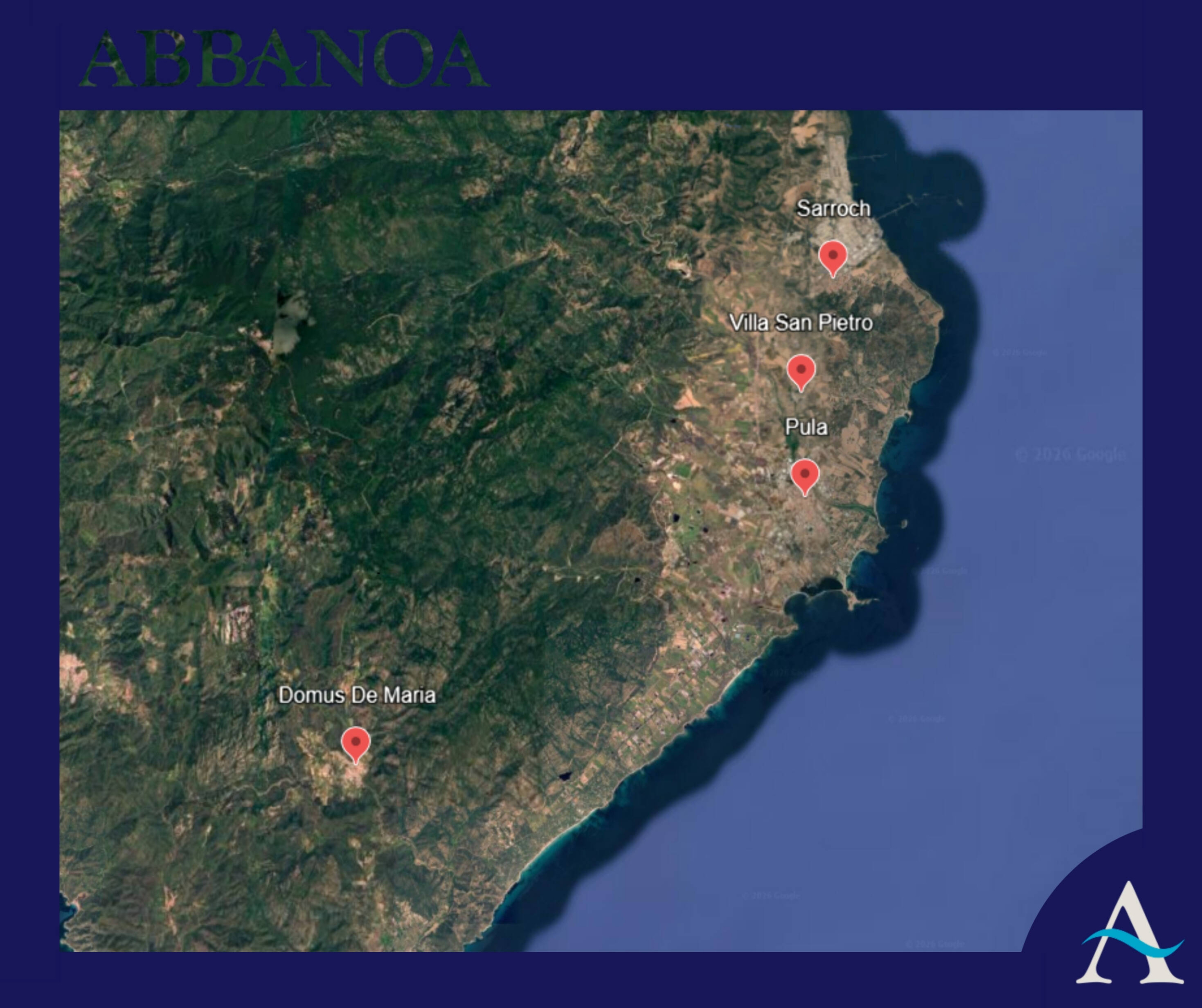 Immagine: mappa pula sarroch villa s pietro domus