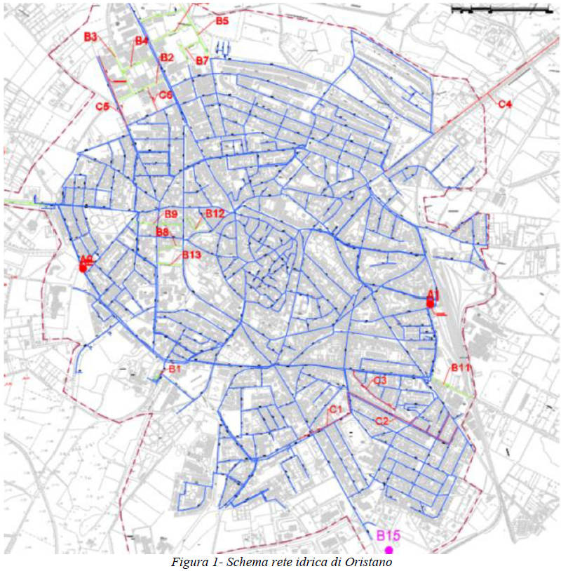 Immagine: Mappa rete idrica Oristano